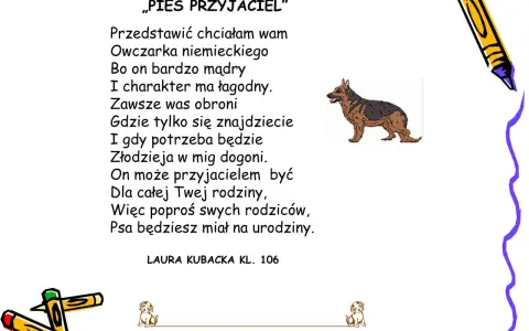 Wiersz "Pies przyjaciel" o mądrym owczarku niemieckim, który obroni i będzie towarzyszem. Mój pies wiersz.