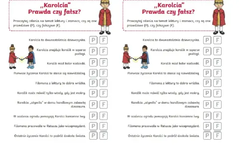 Test z lektury "Karolcia": Prawda czy fałsz? Sprawdź swoją wiedzę o przygodach Karolci i jej magicznym koraliku.