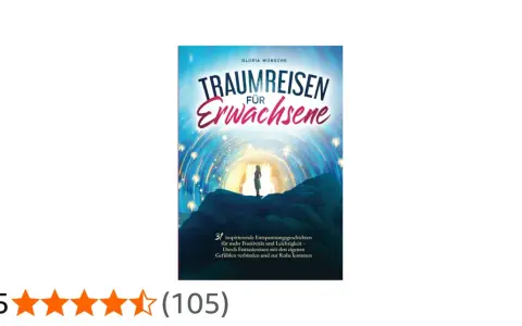 Buchcover "Traumreisen für Erwachsene" mit einer Frau, die auf einem Berg steht und in eine leuchtende Welt blickt. Eine Entspannungsreise für mehr Leichtigkeit.
