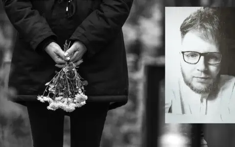 Czy w czasie żałoby można tańczyć? Dwie twarze: jedna trzyma bukiet kwiatów, druga patrzy z zadumą.