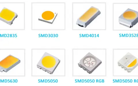 Różne typy diod smd oznaczenia: SMD2835, SMD3030, SMD4014, SMD3528, SMD5630, SMD5050, SMD5050 RGB, SMD5050 RGBW.