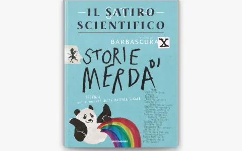 Copertina de "Il Saturo Scientifico", con un panda su un arcobaleno e il titolo "Storie di Merda".