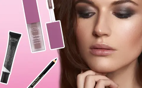 Occhi magnetici con un trucco smokey eyes intenso, valorizzati da primer, ombretto liquido e matita kajal Astra.