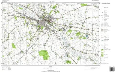 Mapa topograficzna okolic Kutna z zaznaczonymi drogami, rzekami i zabudowaniami. Idealna do planowania rozgraniczenie nieruchomości procedura.