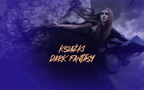Mroczna postać w zwiewnej sukni, otoczona dymem, zaprasza do świata książek dark fantasy.
