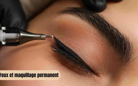 Un appareil de maquillage permanent est utilisé pour créer un trait d'eye-liner précis sur un œil.