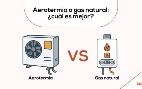 Comparativa visual de aerotermia vs gas natural, mostrando unidades exteriores e interiores. ¿Cuál es la mejor opción?