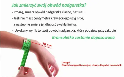 Dłoń z miarką krawiecką pokazuje obwód nadgarstka 16 cm. Jaki zegarek wybrać, by pasował?