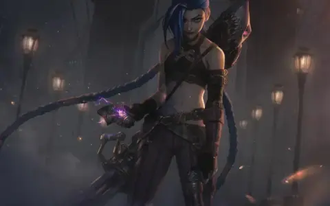 Jinx, postać z LoLa, która pokazuje, co to znaczy ADC w lolu. Jej broń iskrzy magią, a ona sama jest gotowa do walki.