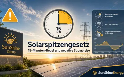 Solarspitzengesetz: 15-Minuten-Regel für Solarstrom in Deutschland aktuell. Vermeidet negative Strompreise und hält das Netz stabil.