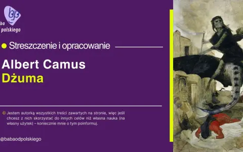 Albert Camus "Dżuma" - streszczenie i opracowanie. Obraz przedstawia mroczną wizję zarazy, z postacią śmierci na koniu.