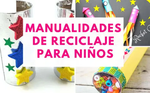 Manualidades con materiales reciclados: cohetes espaciales, un caleidoscopio y adornos con estrellas. ¡Ideas creativas para niños!