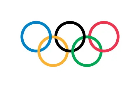 Pięć splecionych kół symbolizujących jedność i ducha sportu - flaga olimpijska.