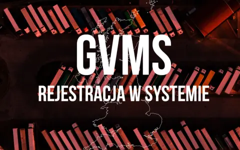 GVMs: rejestracja w systemie. Tysiące ciężarówek na parkingu tworzą tło dla tej ważnej informacji.