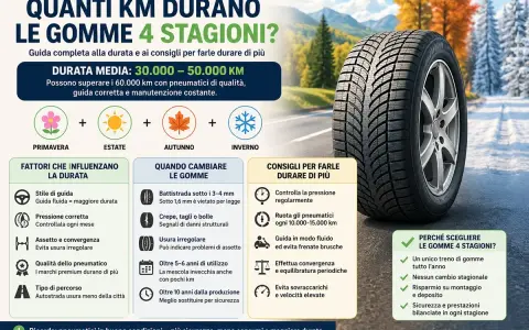 Quanto durano le gomme 4 stagioni? Guida alla durata media (30.000-50.000 km) e consigli per farle durare di più.