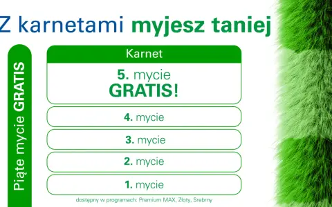 BP myjnia cennik: karnet na 5 myć, piąte gratis! Dostępny w programach Premium MAX, Złoty, Srebrny.