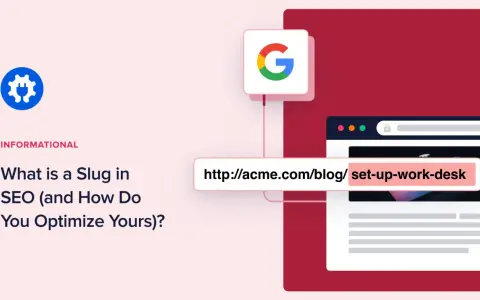 Le slug d'URL, comme "set-up-work-desk", est essentiel pour le SEO. Il décrit le contenu de la page.
