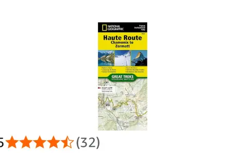 Mapa National Geographic "Haute Route Chamonix to Zermatt" z opisem tras, profilami wysokości i informacją o wodoodporności. Idealna na wyprawy.
