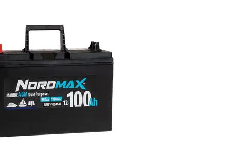 NordMAX Marine AGM Dual Purpose 100Ah batteri, redo att ladda för äventyr till sjöss eller på land.