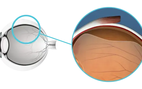Illustrazione anatomica dell'occhio che mostra il distacco posteriore di vitreo, cosa significa questa condizione.