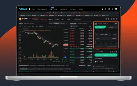 Zlecenie OCO na platformie Bitget. Wykres BTC/USDT, księga zleceń i okno kupna/sprzedaży.