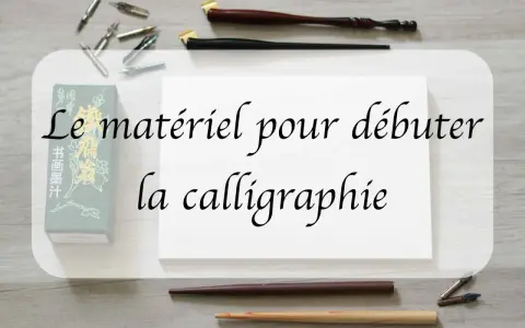 Un ensemble d'outils de calligraphie, incluant des plumes, des porte-plumes et une boîte d'encre, prêt pour une nouvelle œuvre.