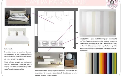 Idee per i colori pareti camera da letto feng shui: tonalità neutre e rilassanti per un ambiente armonioso, con accenti di colore personalizzati.