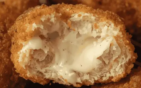 Un cordon bleu croustillant, tout juste sorti de l'airfryer, révèle un cœur fondant et crémeux.