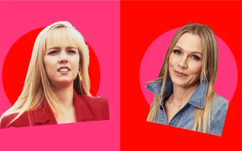Il cast di Beverly Hills 90210: Jennie Garth da giovane e oggi, con un look casual in denim.
