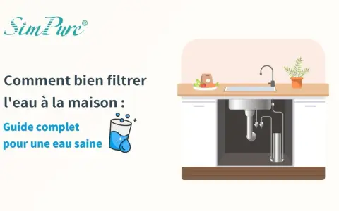 Illustration d'une installation filtre à eau maison sous un évier de cuisine. Guide pour une eau saine.
