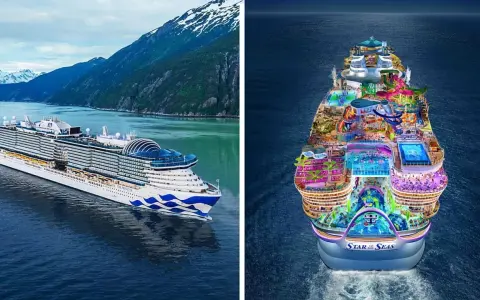 Una crociera con scivoli colorati e piscine, un'avventura acquatica in mare aperto.