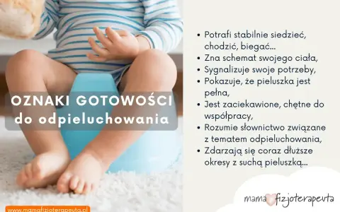 Dziecko siedzi na nocniku. Tekst podpowiada, jak nauczyć dziecko korzystać z nocnika, wymieniając oznaki gotowości.