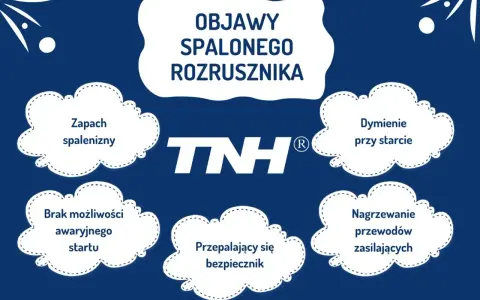 Objawy spalonego rozrusznika: zapach spalenizny, dymienie przy starcie, brak możliwości awaryjnego startu, przepalający się bezpiecznik, nagrzewanie przewodów zasilających.