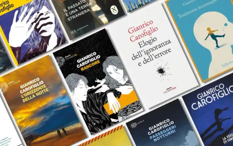 Copertine di libri di Gianrico Carofiglio, tra cui "L'orizzonte della notte" e "Rancore". Un invito a esplorare le storie di questi carofiglio libri.