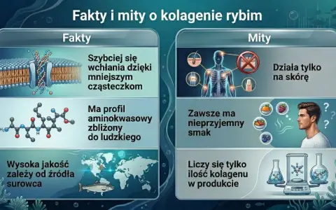 Fakty i mity o kolagenie rybim. Lekarze potwierdzają: szybkie wchłanianie, profil aminokwasowy zbliżony do ludzkiego, jakość zależy od źródła. Nie działa tylko na skórę, smak może być przyjemny, liczy się nie tylko ilość.