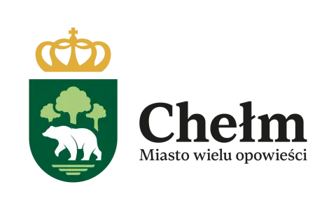 Herb Chełma z koroną i niedźwiedziem, nawiązujący do legendy o Chełmie. Miasto wielu opowieści.