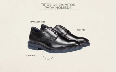 Zapatos negros de vestir Fluchos para hombre, 100% piel, suela de EVA.
