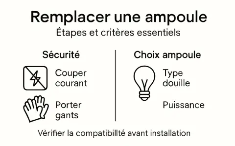 Guide pour changer une ampoule de plafonnier hublot : sécurité (couper courant, porter gants) et choix ampoule (type douille, puissance).