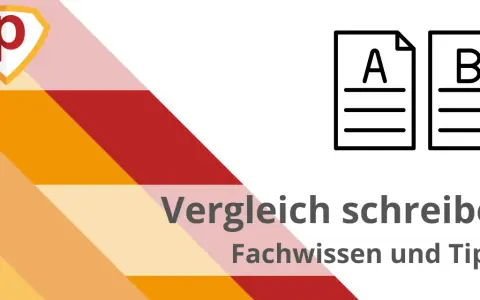So wie schreibt man einen Vergleich? Icons von Dokumenten A und B zeigen, wie man Fachwissen und Tipps für Vergleiche nutzt.