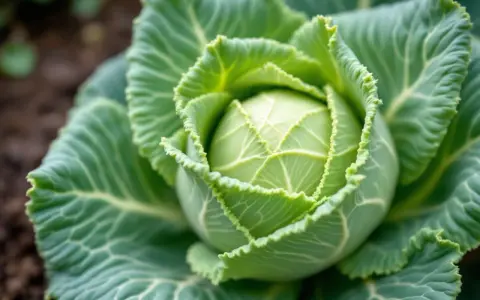 Gros plan sur un chou vert frais, ses feuilles ondulées révèlent une texture délicate, signe d'une croissance saine, loin du mildiou du chou.