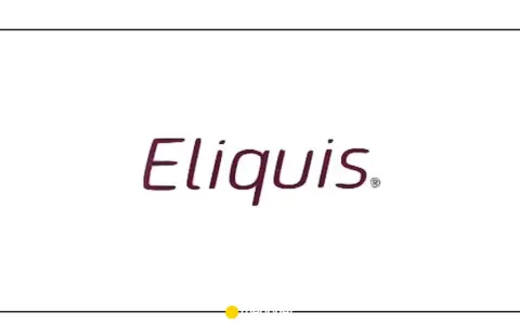 Logo Eliquis w kolorze bordowym na białym tle.