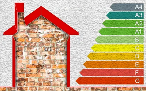 Maison avec un mur de briques apparentes, symbolisant un diagnostic de performance énergétique (DPE) de classe G, le plus bas.