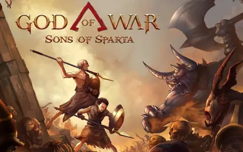 Los hijos de Esparta luchan contra monstruos. El título "God of War Sons of Sparta" preside la escena.