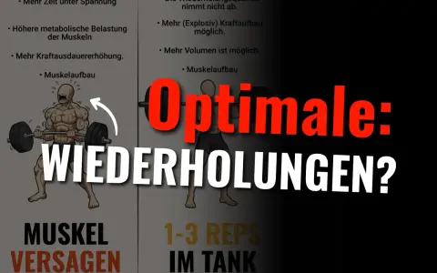 Mehr Wiederholungen oder mehr Gewicht? Die Frage für optimalen Muskelaufbau. Links: Muskelversagen, rechts: 1-3 Reps im Tank.