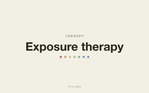 Testo "Exposure therapy" con pallini colorati sotto. Un'immagine che evoca la terapia di esposizione, un percorso verso il benessere.