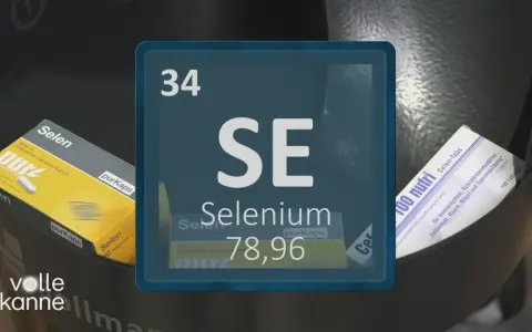 Das Periodensystem-Symbol SE für Selen, mit Packungen von Selen-Kapseln und -Tabletten. Mögliche Selen mangel symptome werden hier thematisiert.