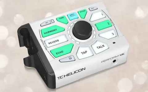 TC Helicon Perform-VK – kompaktowe urządzenie do przetwarzania wokalu z efektami takimi jak harmonia, reverb, echo, pitch i talk.