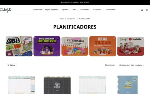 Página de planificadores de Mr. Wonderful. Explora colecciones de agendas, calendarios y tazas para agendar citas online y organizar tu vida.
