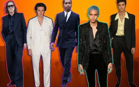 Fünf Männer in schicken Anzügen, die den dresscode cocktail perfekt umsetzen. Von klassisch bis extravagant ist alles dabei.