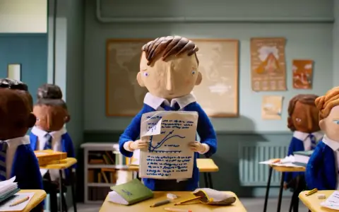 Bambini in aula con un foglio che mostra un grafico. Il cortometraggio significato è la difficoltà di apprendimento.